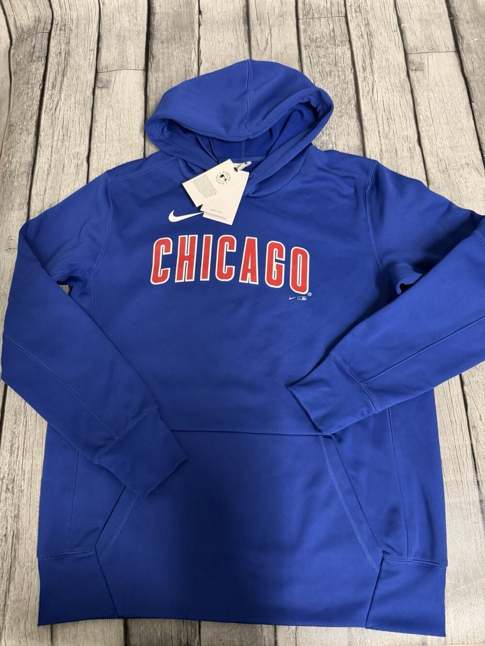 NWT Men's Nike Chicago Cubs Primary Wordmark Hoodie Royal Blue Sz Large
